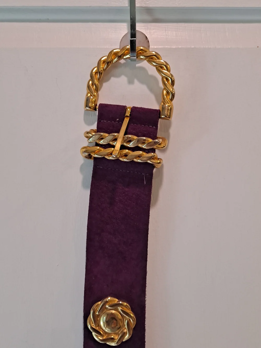 Patricia Smith Designer For JE Desiree Purple Suede Belt Gold Accents 80s 90s
